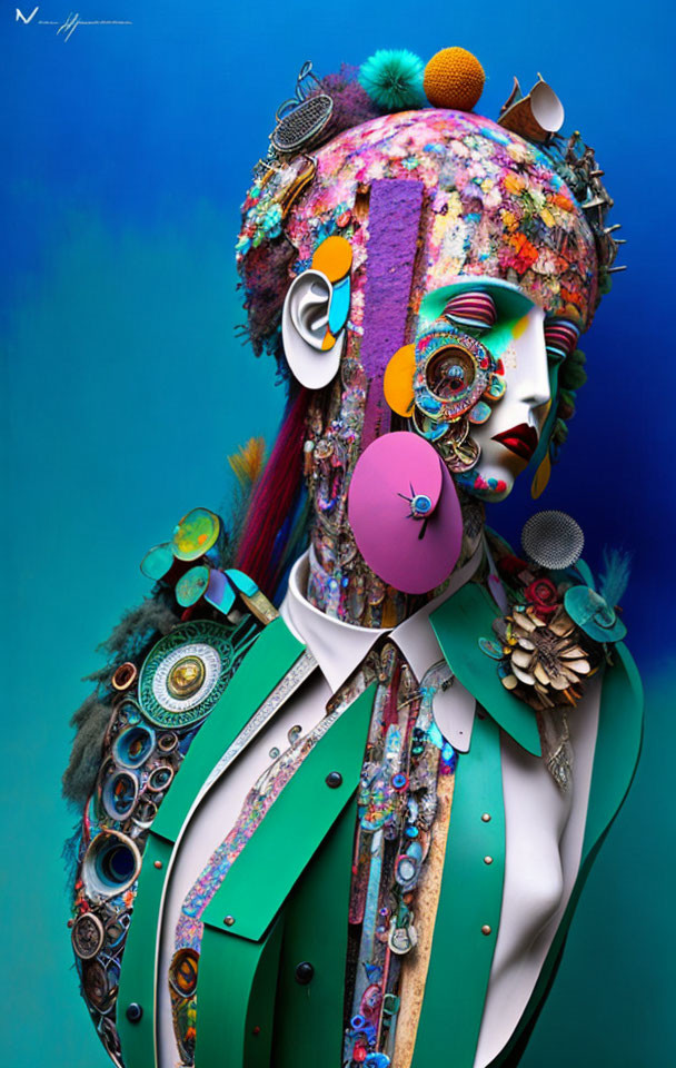 Colorful surreal portrait with fashion and art elements