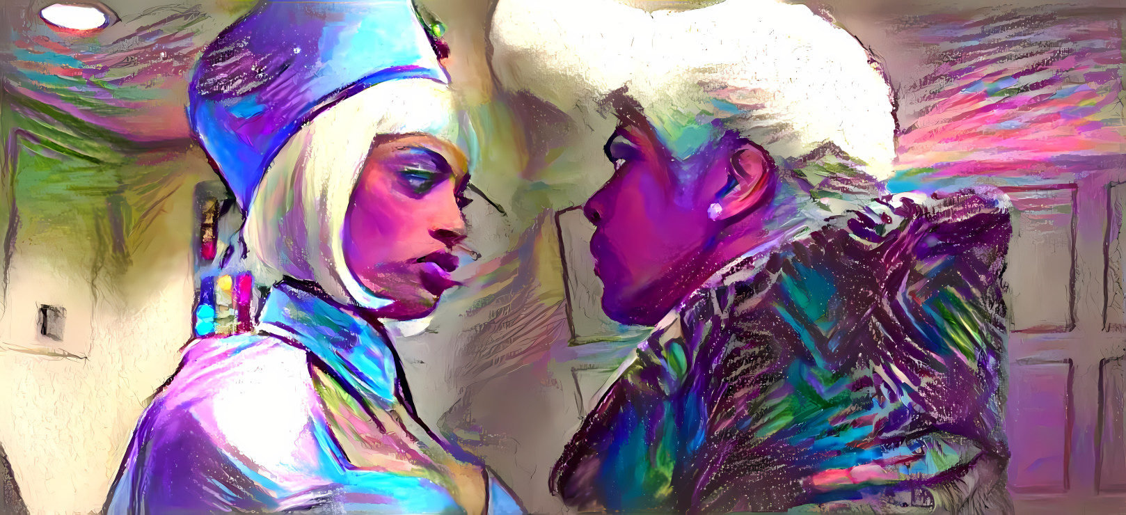 ruby rhod and stewardess iridescent painting