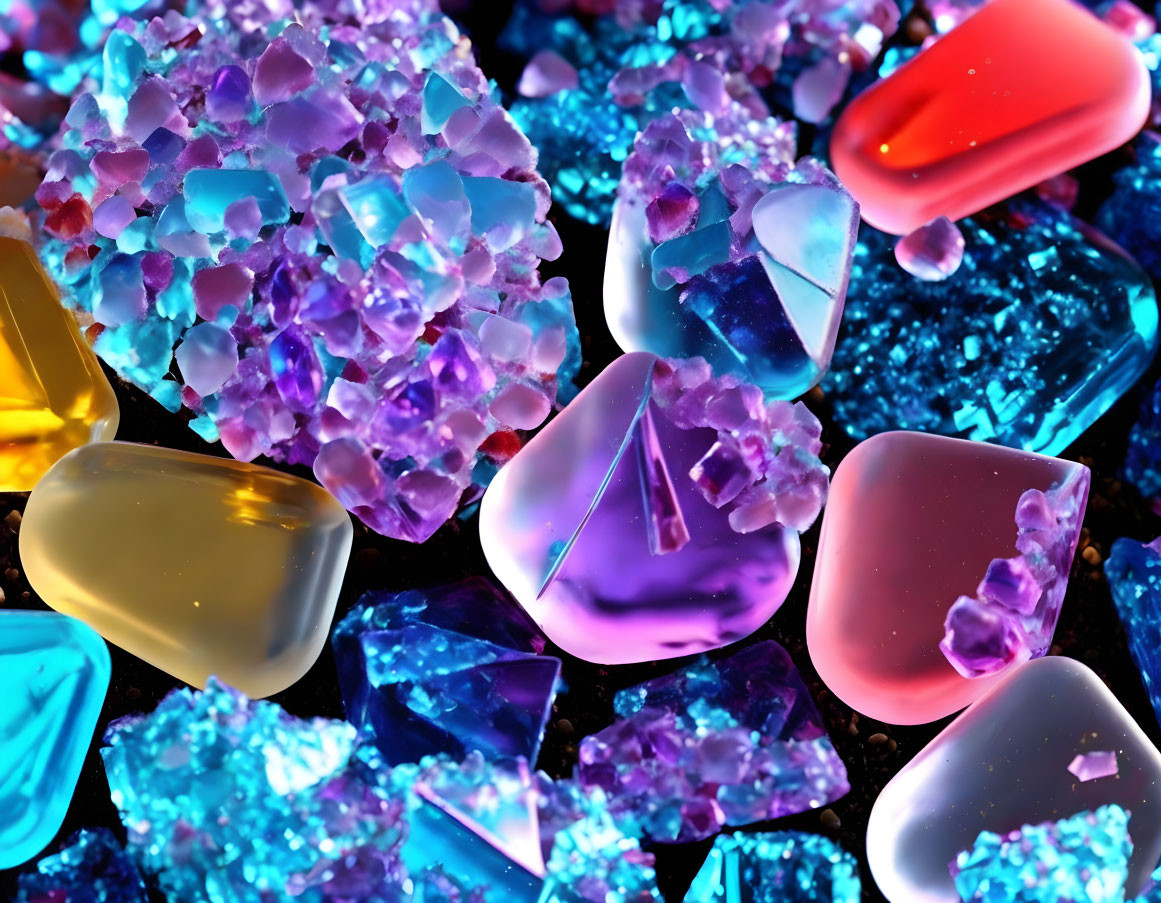 Colorful Gemstones and Crystals: Vibrant, Translucent Shapes