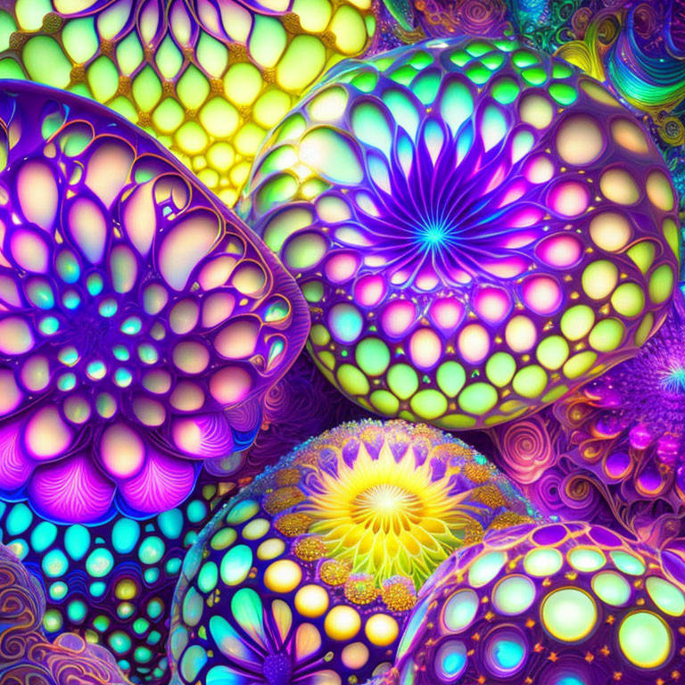 Colorful Fractal Patterns with Intricate Psychedelic Designs
