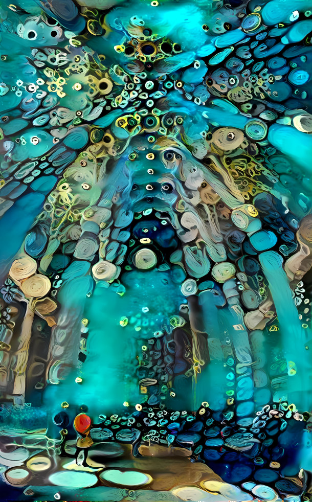 Sagrada Familia, aqua, retexture