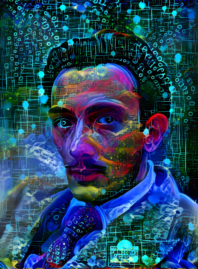 salvador dali in the matrix, cyber grid glow