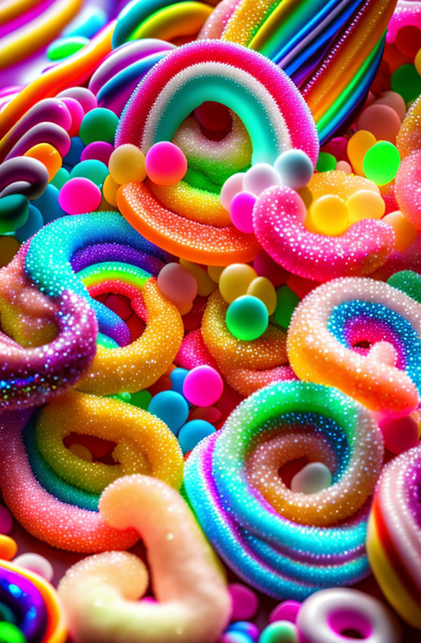 Colorful Spiral Gummy Candies with Sugary Coatings