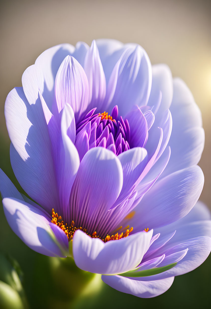 Detailed close-up of blooming purple and white flower petals.