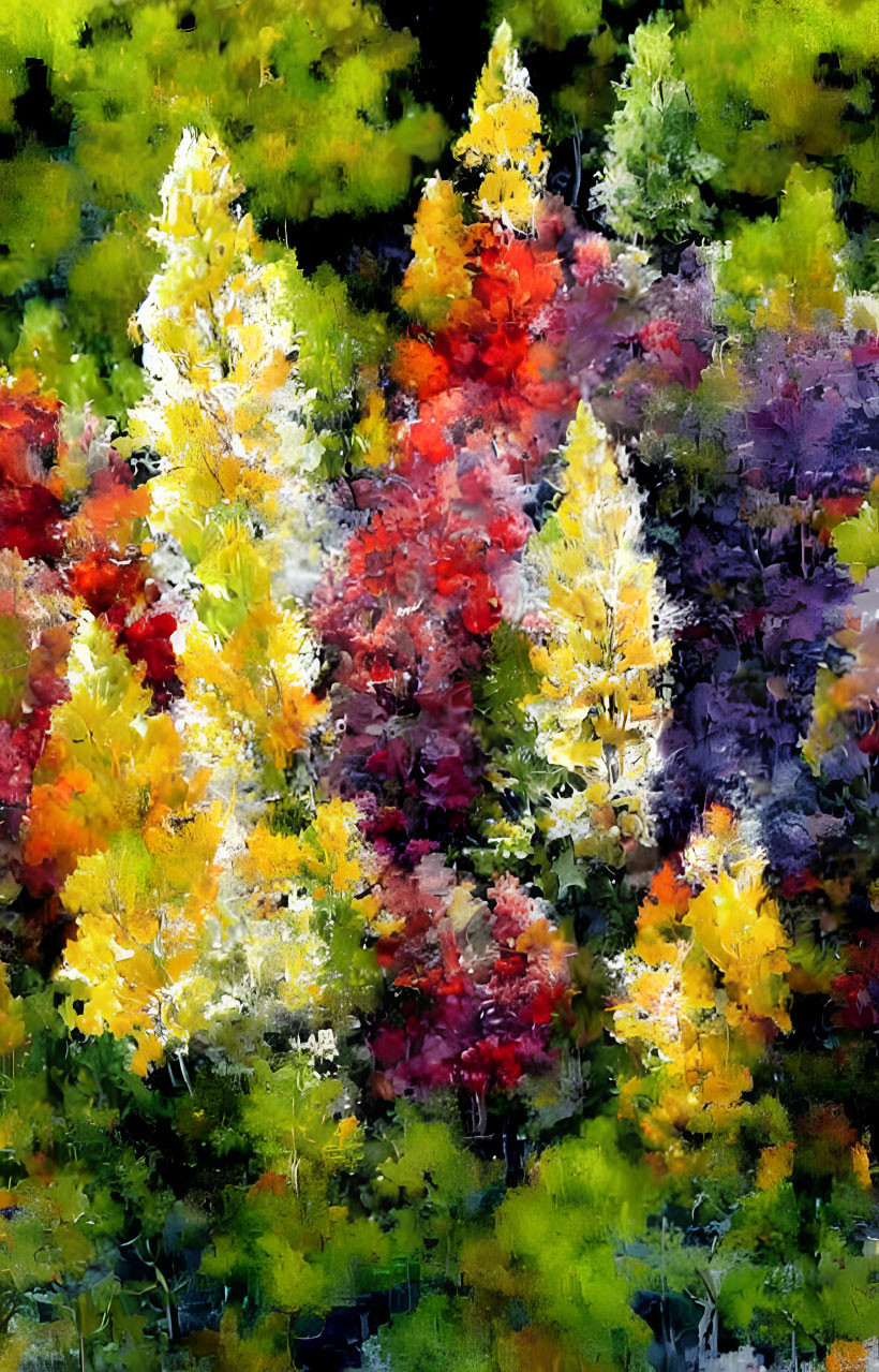 Vibrant autumn trees in impressionistic style