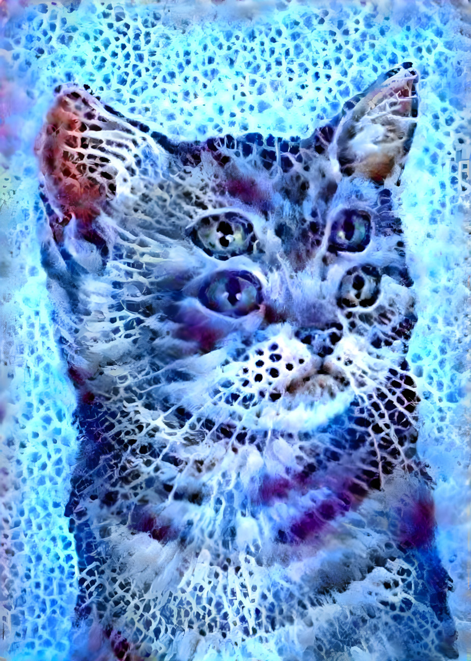 surreal, kitten, retexture, aqua, purple, organic