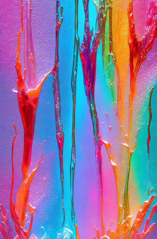 Colorful Abstract Paint Streaks on Canvas