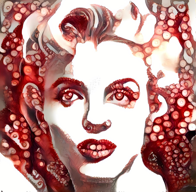 marilyn monroe, retextured with tentacles