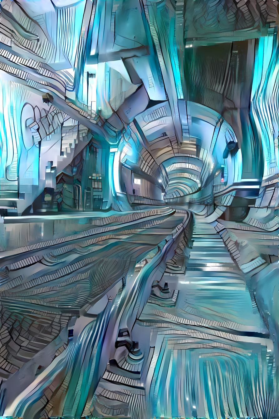 rail tunnel retextured as aqua metal 