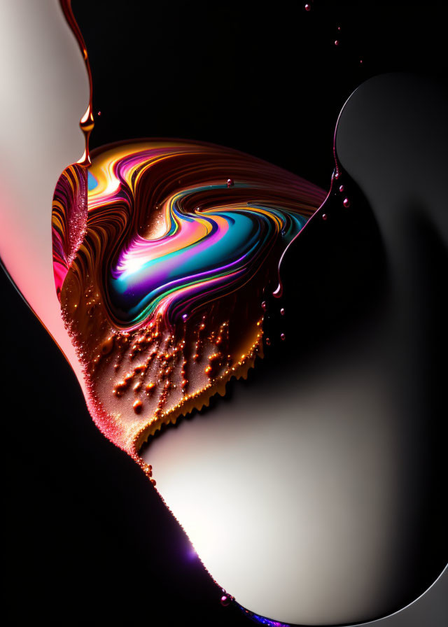 Colorful Abstract Liquid Design on Black Background