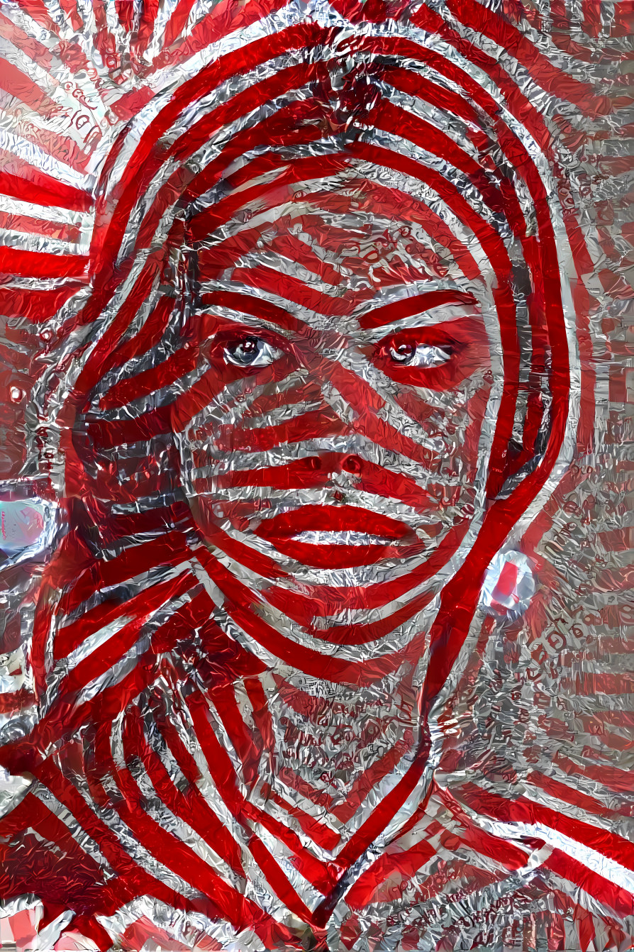 liv tyler retexture - red, silver, crumpled metal