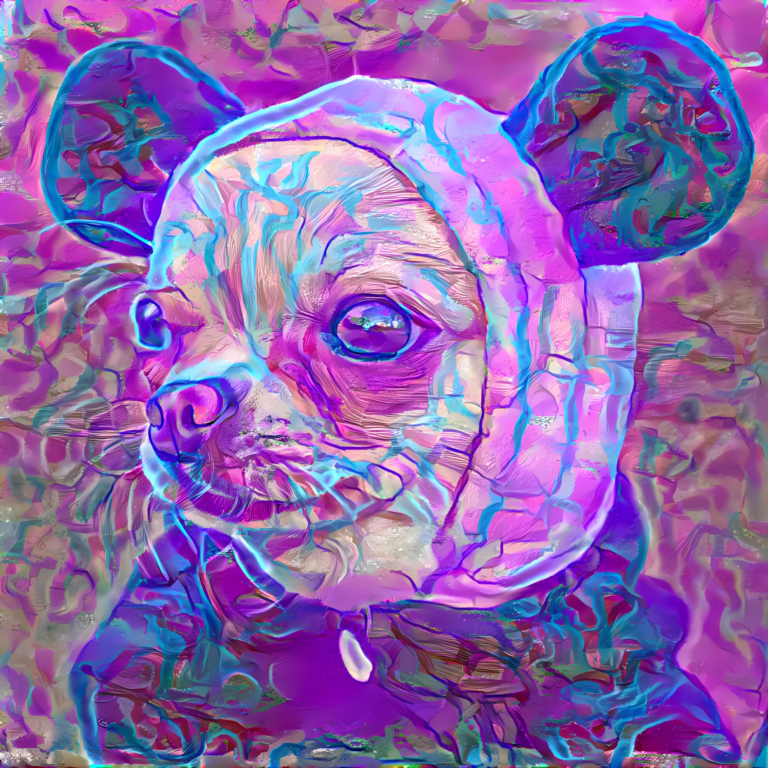 dog in pajamas - purple painting