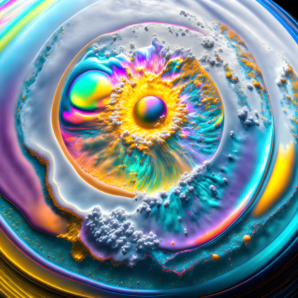 Colorful Abstract Image with Swirling Patterns and Iridescent Hues