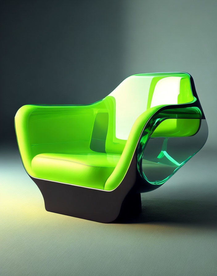 Sleek Green and Black Chair with Curved Design