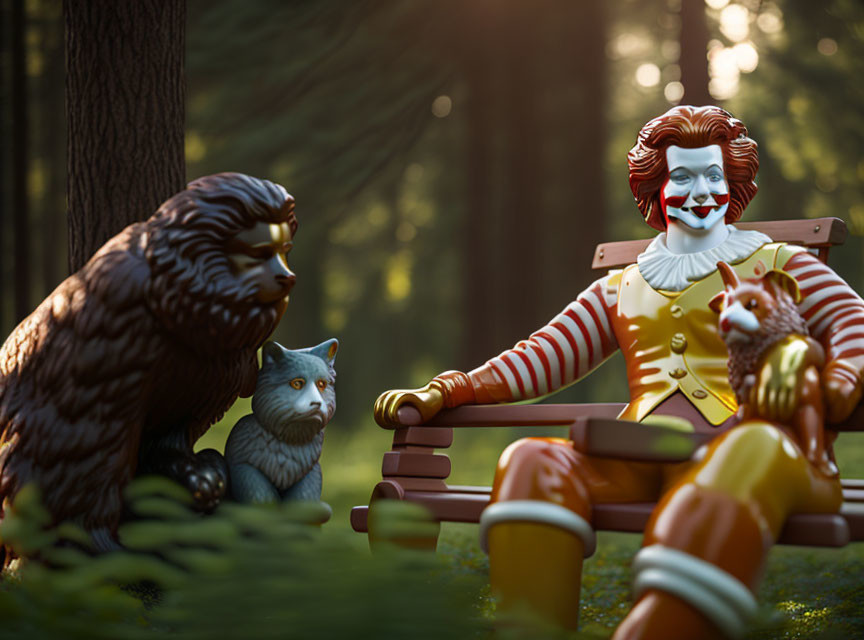 Porcelain Bigfoot, Ronald McDonald, Forrest Bench