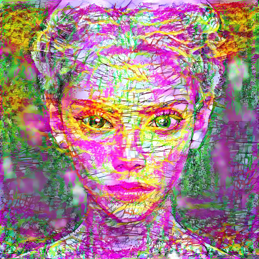 ai, model, alien eyes, pink, yellow, painting