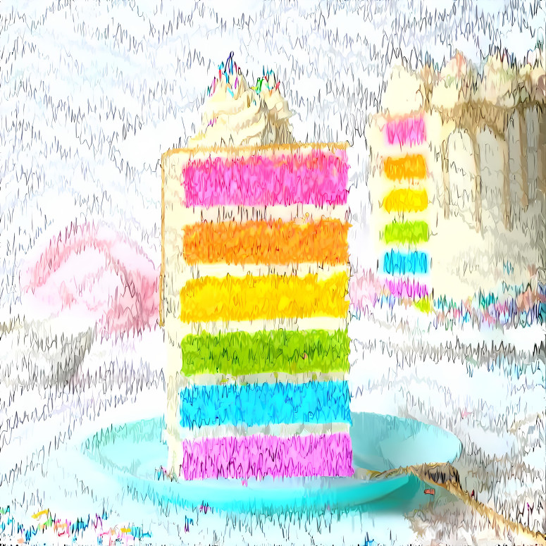 rainbow cake retexture, zig zag colored pencils