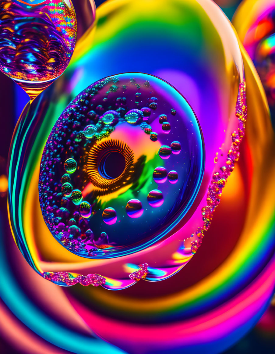 Colorful Soap Bubbles Close-Up with Rainbow Hues