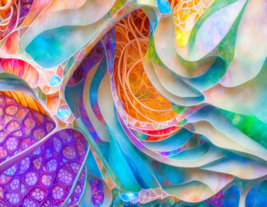 Colorful Abstract Art: Swirling Patterns & Translucent Layers