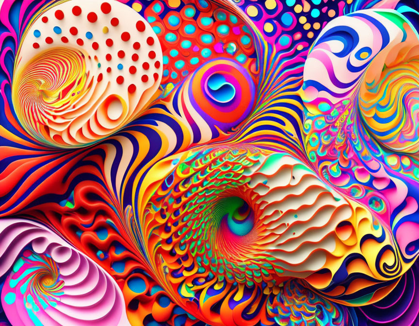 Colorful Abstract Digital Artwork with Psychedelic Patterns