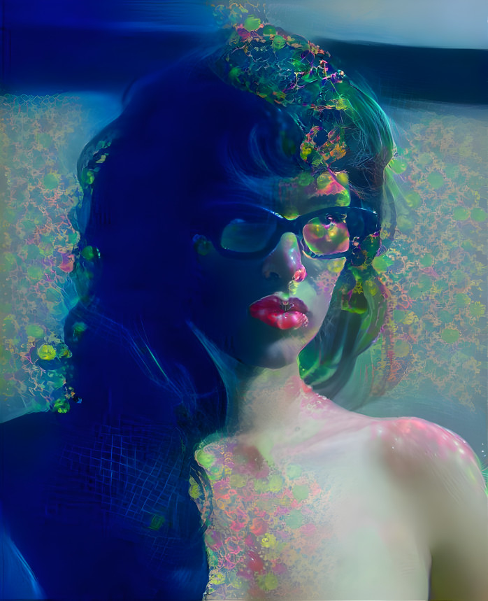 paz de la huerta wearing glasses, retexture