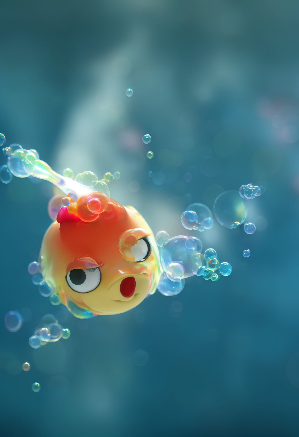 Colorful Cartoon Fish Swimming in Bright Underwater Scene