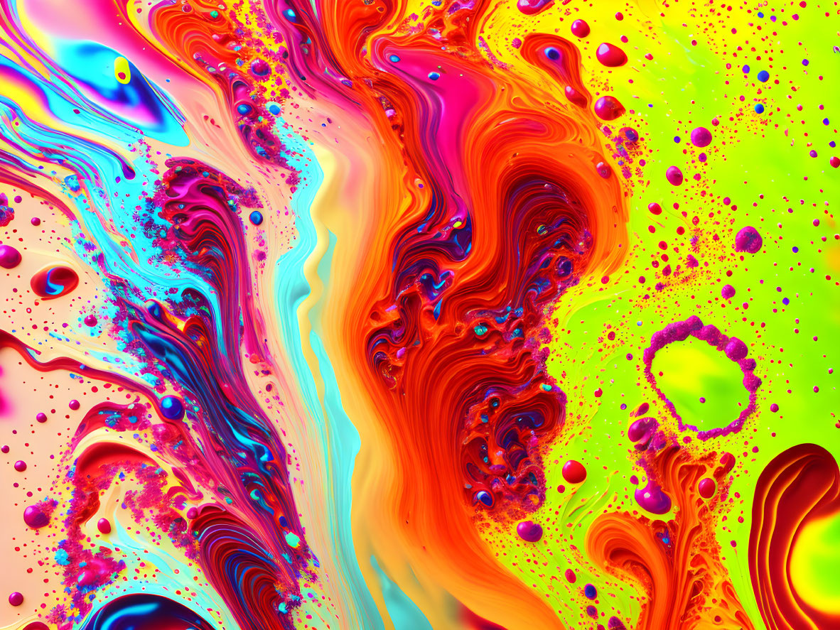 Vibrant Swirling Abstract Pattern in Orange, Yellow, Pink, and Blue