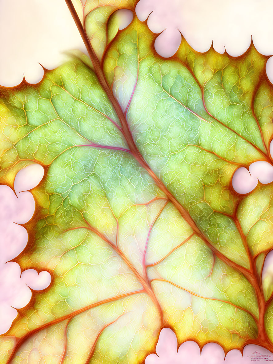 Detailed Close-Up of Vibrant Green Leaf with Intricate Vein Patterns