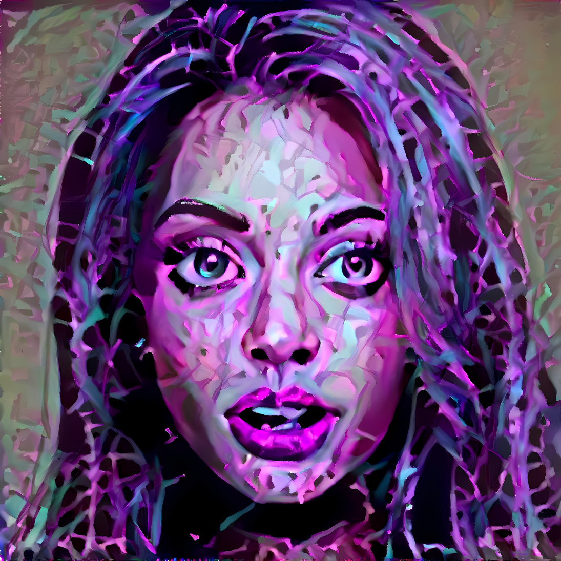 ai model, pink, purple, aqua painting