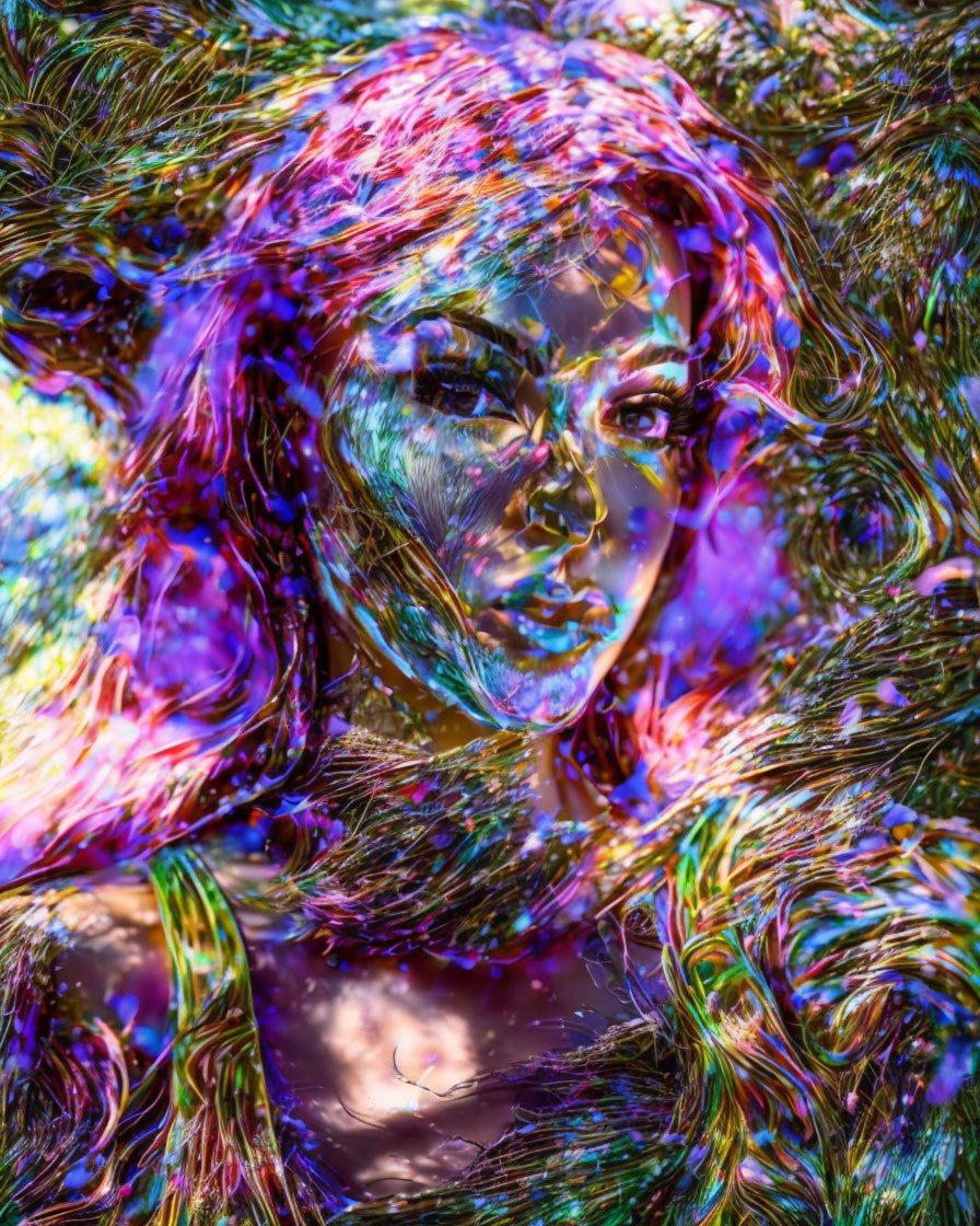 Colorful Abstract Portrait Against Dark Background