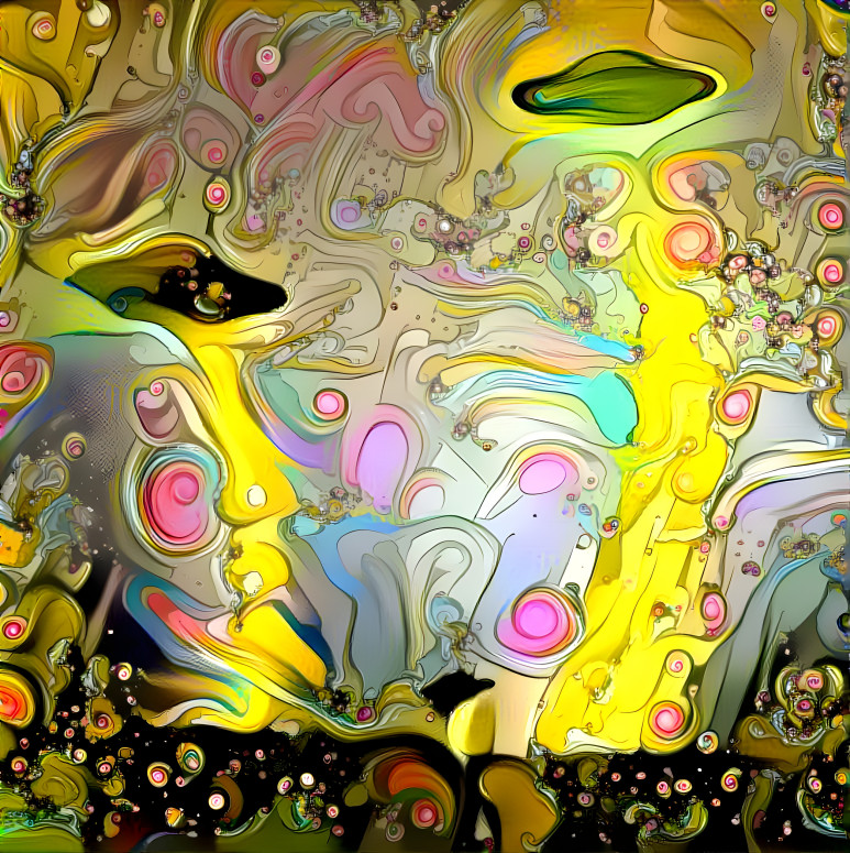 two ufos, yellow, psychadelic, organic