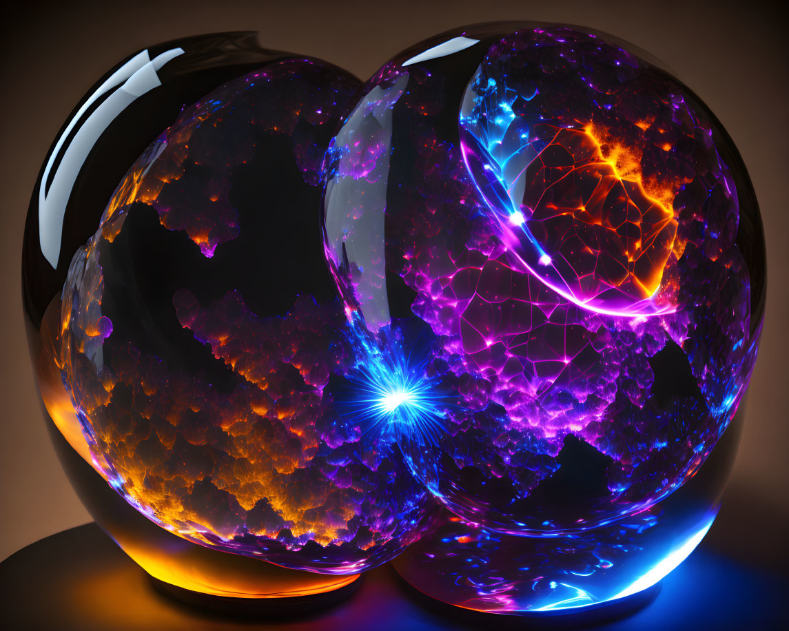 Colorful Interconnected Fractal Spheres on Dark Background