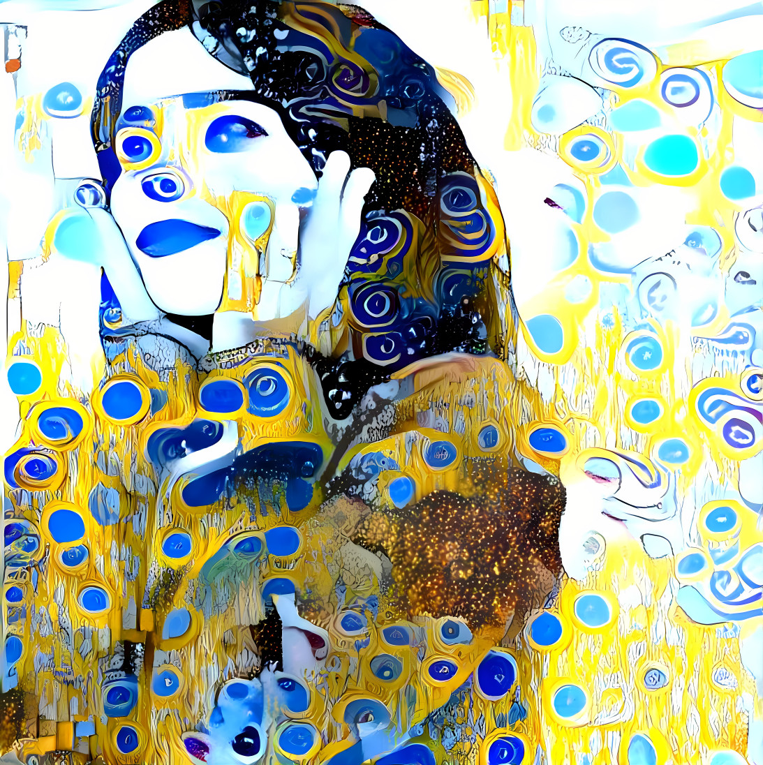 bjork, yellow, blue, art, painting, retexture