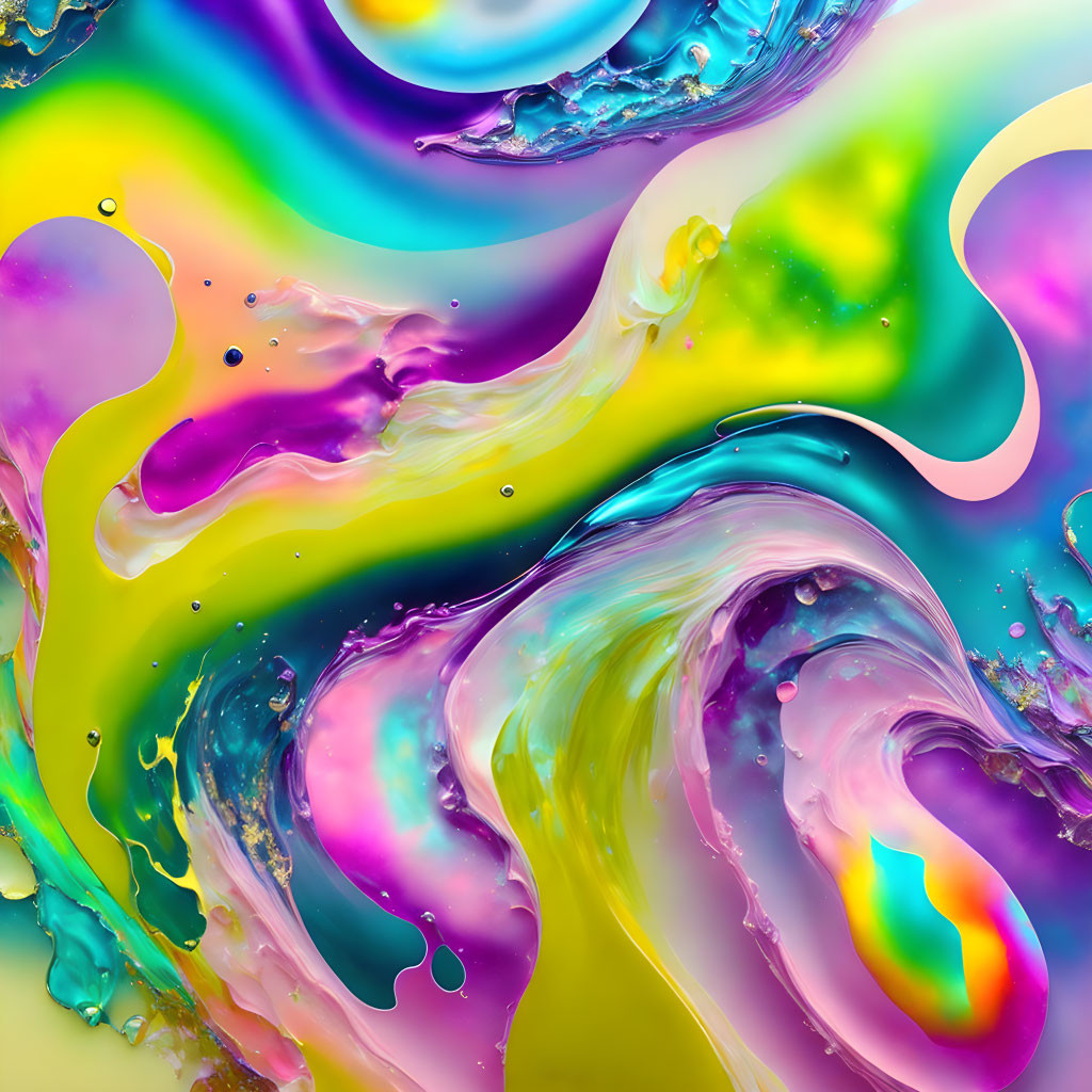 Colorful Abstract Swirls with Glossy, Fluid Texture