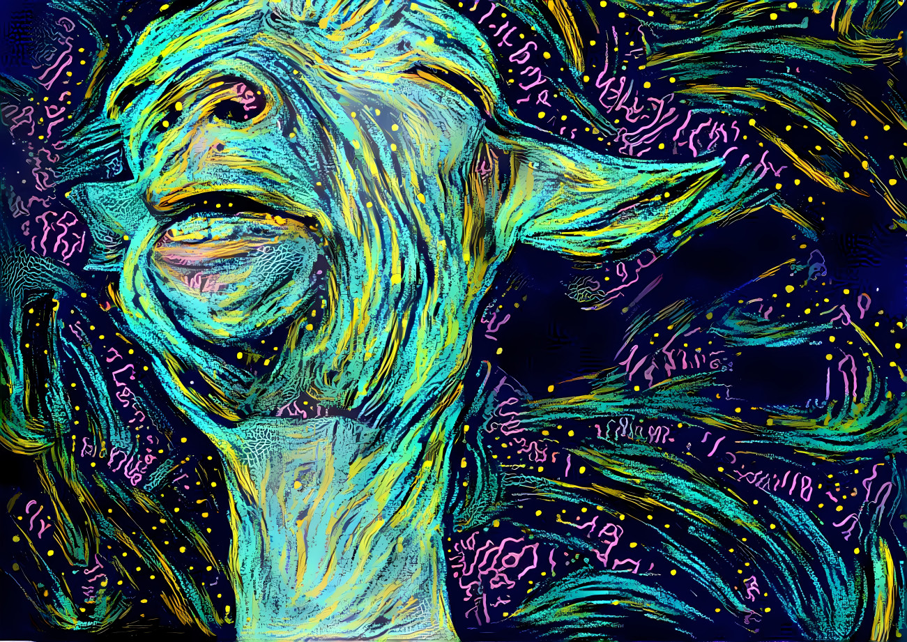 goat closing eyes, looking upwards - chalk drawing