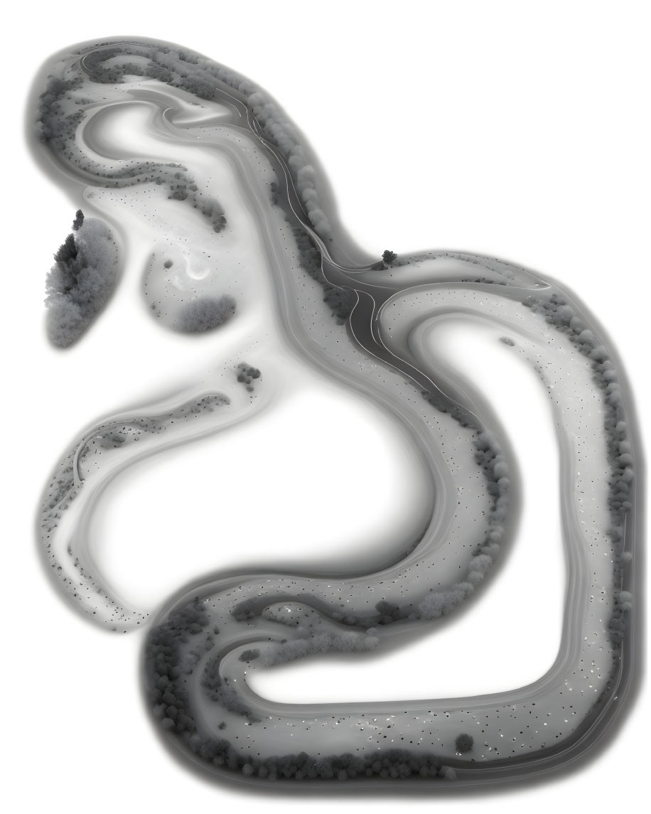 Abstract black and grey swirl with fluid texture and bubble formations