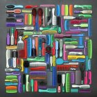 Colorful Collage of Toy Car, Radio, and Trinkets Wall Art