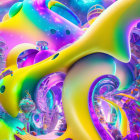 Colorful Fractal Image with Yellow and Purple Shapes