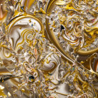 Dynamic Abstract Swirls in Gold, White, and Black Shades