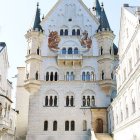 Whimsical castle watercolor painting with multiple towers