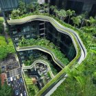 Futuristic green cityscape with vertical gardens and high-tech structures