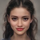 Portrait of a woman with braided hair and magenta eyeshadow