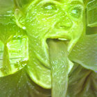 Surreal portrait with lime slices and bubbles