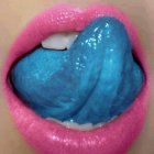 Pink Lips with Blue Liquid and Bubbles Illustration