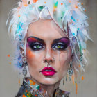 Colorful Portrait of Woman with Striking Eyes and Bold Makeup