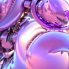 Futuristic metallic spheres with purple and chrome hues and spaceship reflections