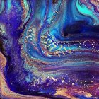 Colorful Swirling Abstract Patterns in Blue, Purple, and Gold