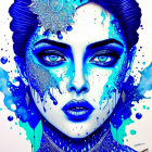 Artwork of Woman's Face with Blue Skin and White Speckles