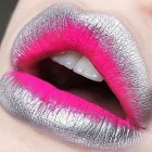 Pink and Silver Glitter Gradient Lips with Glossy Finish