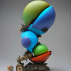 Colorful Glass Sculpture with Iridescent Layers and Twisting Form